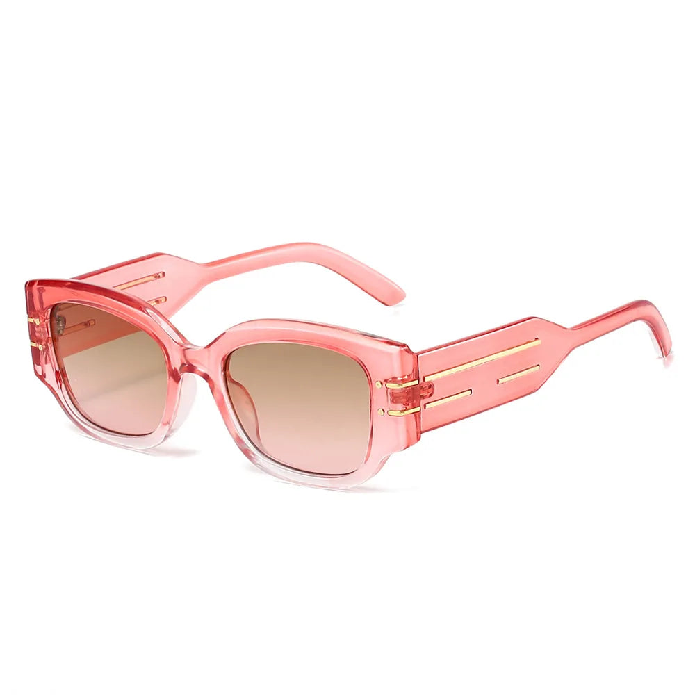 JNPCXI Vintage Square Women Luxury Sunglasses Fashion Rivets Green Gray Shades Men Trending Punk Sun Glasses