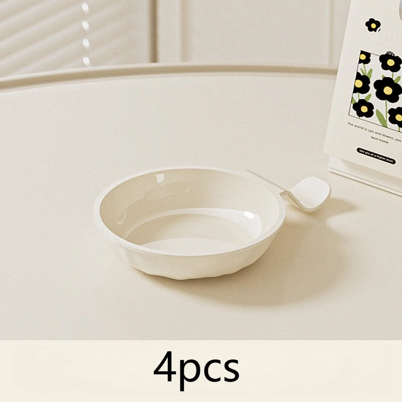 4pcs Creamy Bone Spit Dice Dishes Home Seasoning Dish Hot Pot Seasoning, Soy Sauce, Vinega,  Sauce Dish