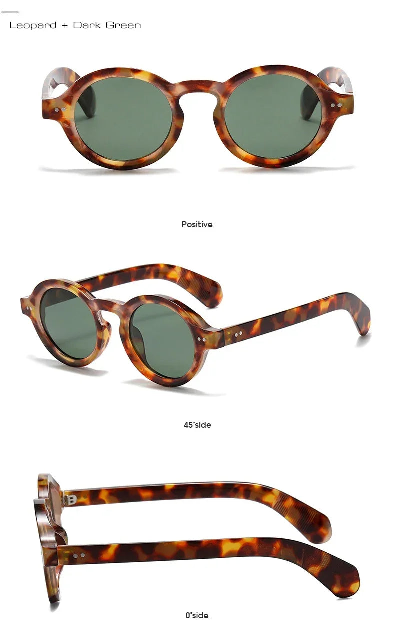 JNPCXI Retro Round Women Polarized Sunglasses Fashion Rivets Decoration Men Punk Shades UV400 Leopard Sun Glasses