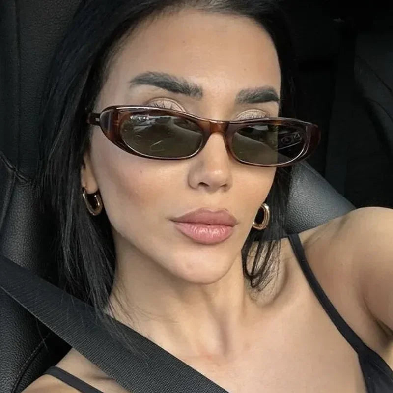 JNPCXI Small Rectangle Oval Sunglasses Women Vintage Brand Designer Shades UV400 Men Trending Punk Sun Glasses