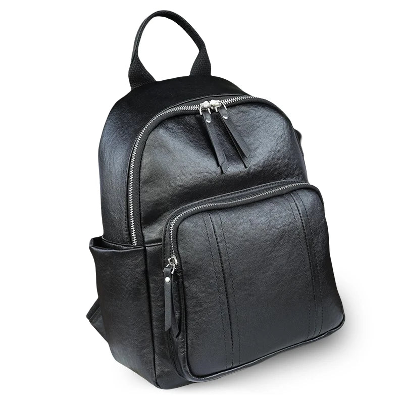 Women Cow Genuine Leather Backpacks Lady Cowhide Design Large Capacity Bags Female Retro Versatile Backpacks Ladies Fashion Bag