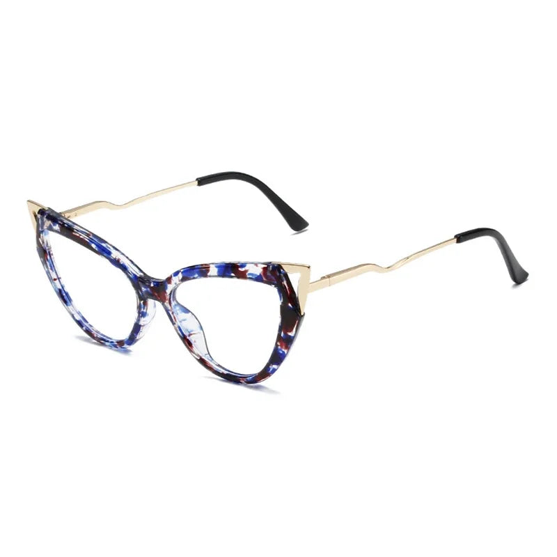 JNPCXI New Fashion Cat Eye Women Glasses Frame Clear Anti Blue Light Optical Leopard Eyewear