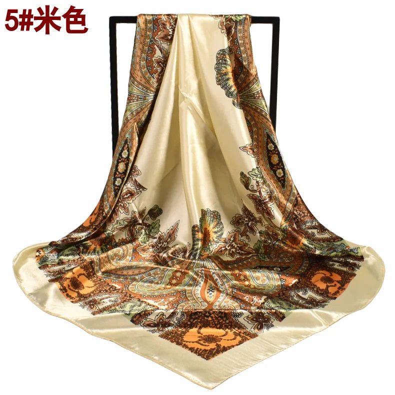 Spring New Versatile Cashew 90 Big Square Scarf Silk Scarf Wholesale Classic Vintage Print Scarf