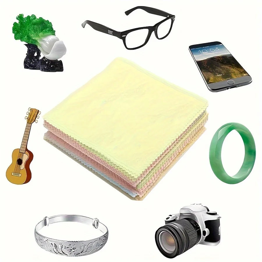 10pcs Thick & Soft Microfiber Cleaning Cloths for Glasses, Camera Lens & Smartphone Screens - Unscented, Random Colors