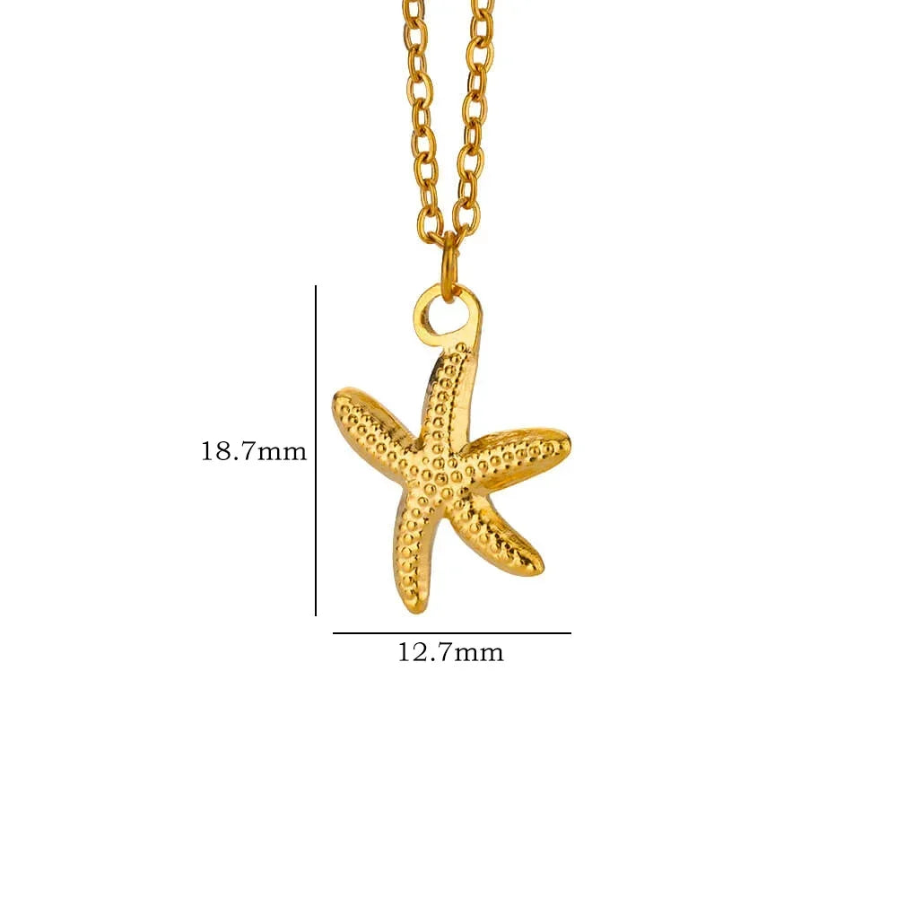 Women Conch Pendant Gold Color Stainles Steel Shell Ocean Necklace Star Jewelry