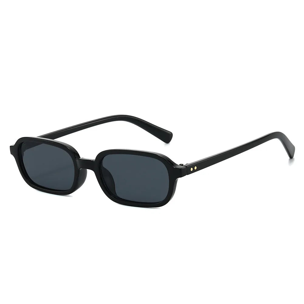JNPCXI New Retro Small Rectangle Sunglasses Women Fashion Rivets Leopard Champagne Shades UV400 Men Punk Sun Glasses