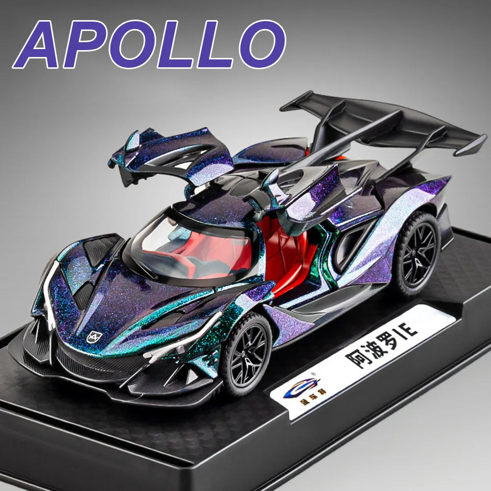 1:32 Apollo IE EVO Alloy Models Toy Diecast Car Doors Opened Rear Wheel Return Force Miniature Rubber Tires Cars Christmas Gifts