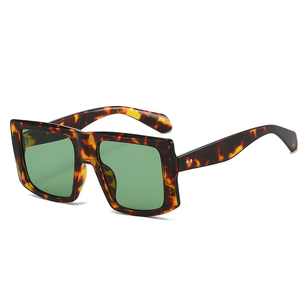 JNPCXI New Fashion Oversized Square Women Sunglasses Shades UV400 Retro Green Gradient Men Punk Sun Glasses