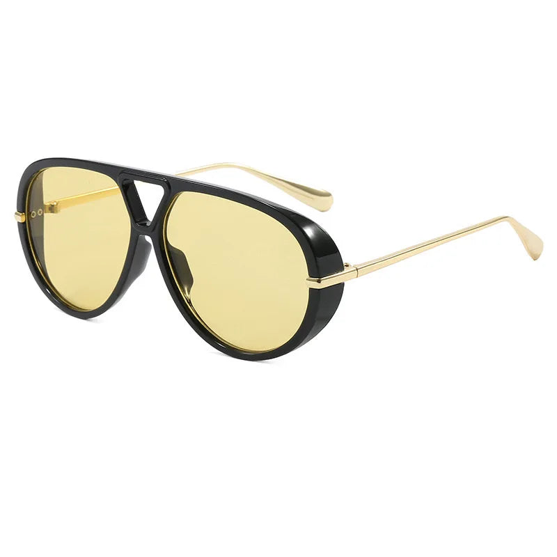 JNPCXI Fashion Double Bridges Pilot Women Oversized Sunglasses Retro Candy Color Green Gradient UV400 Men Punk Sun Glasses