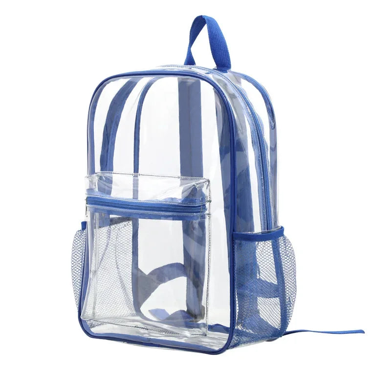 Large Capacity Transparent Backpack Casual Zipper Waterproof Clear Backpack School Bag Visible PVC Backpack Travel Bag for Women