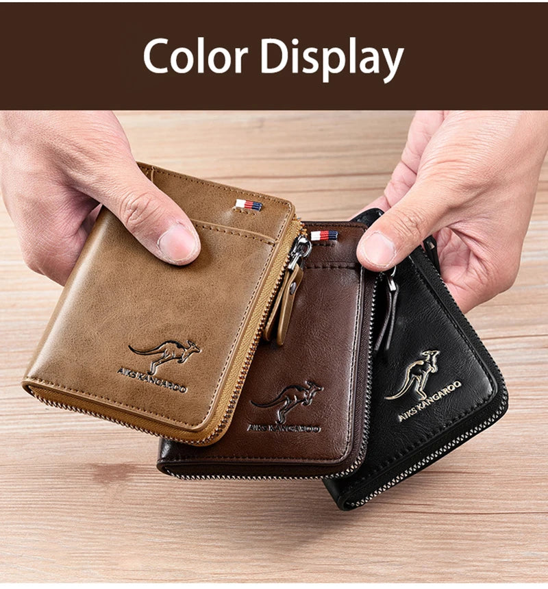 Mens Leather Wallet RFID Card Holder Business Zipper Purse Luxury Secure Wallet
