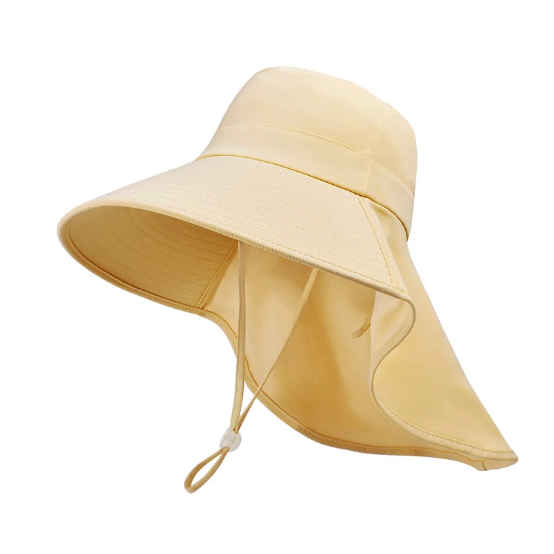 8555 Summer outdoor sunblock hat Korean version of a big hat cape fisherman hat with horsetail hole hat woman
