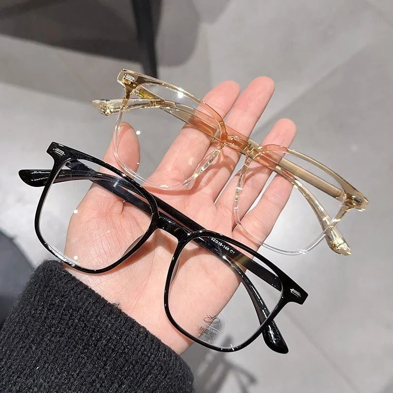 2PCS Unisex Square Plastic Frame Trendy Anti-Blue Light Clear Glasses for Back To School Clothing Accessories.