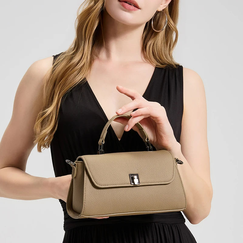 Genuine Leather Top Handle Crossbody Bag for Women Small Togo Leather Shoulder Bag 2026 New Designer Style Mini Handbag
