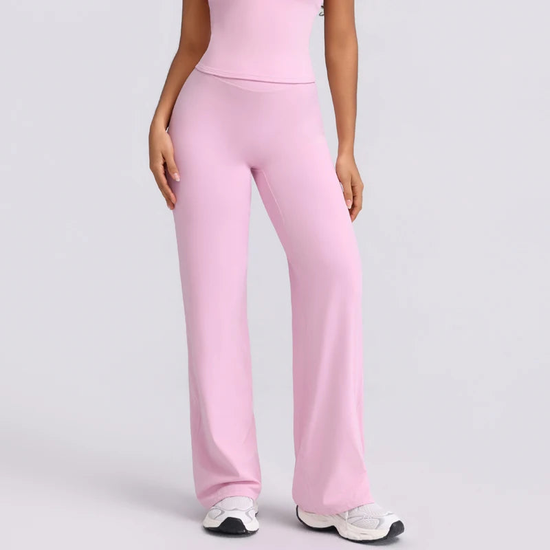 QINACTIVE sports straight yoga pants versatile loose breathable wide leg Butt-lifting pants for running fitness cycling gym