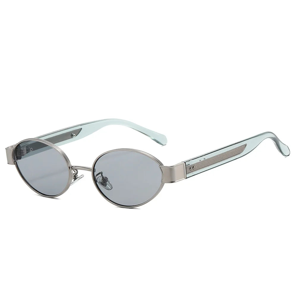JNPCXI New Retro Oval Metal Rivets Women Luxury Sunglasses Fashion Punk Shades UV400 Trending Men Gradient Sun Glasses