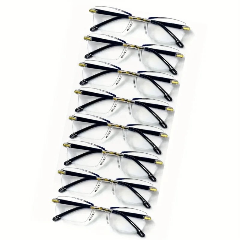 8pcs Rectangular Reading Glasses Vintage Stylish Presbyopic Glasses for Men And Women