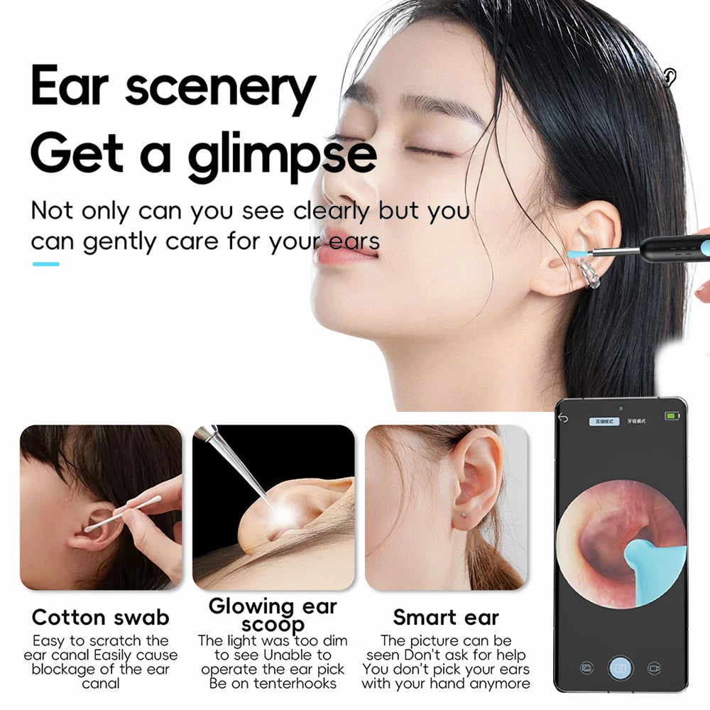 Wireless Intelligent Ear Cleaner 1080P Visual Otoscope Camera Ear Wax Remover Pick Spoon Cleaning Tools Luminous Endoscopy