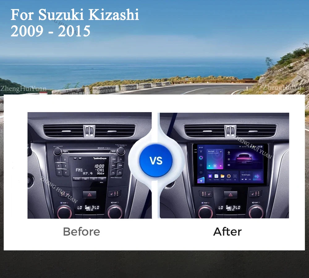 CarPlay Auto Android 15 For Suzuki Kizashi 2009 - 2015 Car Radio Multimedia navigation video DVD Autoradio Stereo 2din 4G+BT GPS