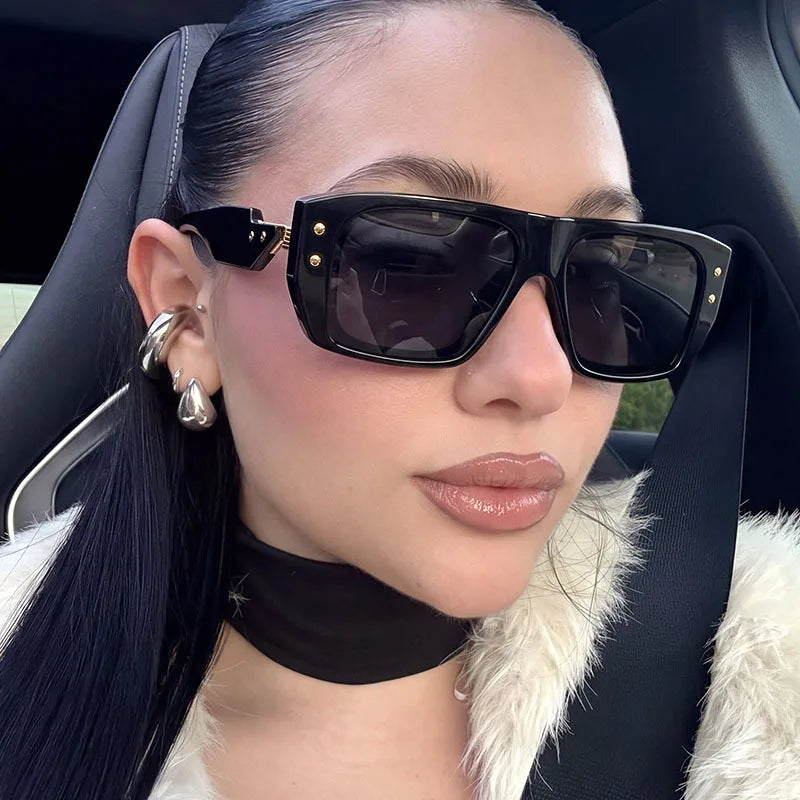 JNPCXI Luxury Square Sunglasses for Men Flat Top UV400 Sun Glasses Women Brand Designer Trendy Female Shades Anti Blue Light