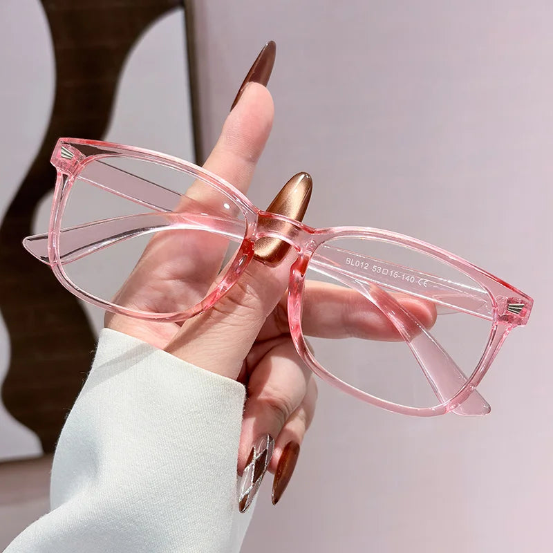 3 Pairs of Pink Transparent Color Fashionable and Simple Glasses Anti Slip Leg Design Unisex Anti Blue Light Glasses