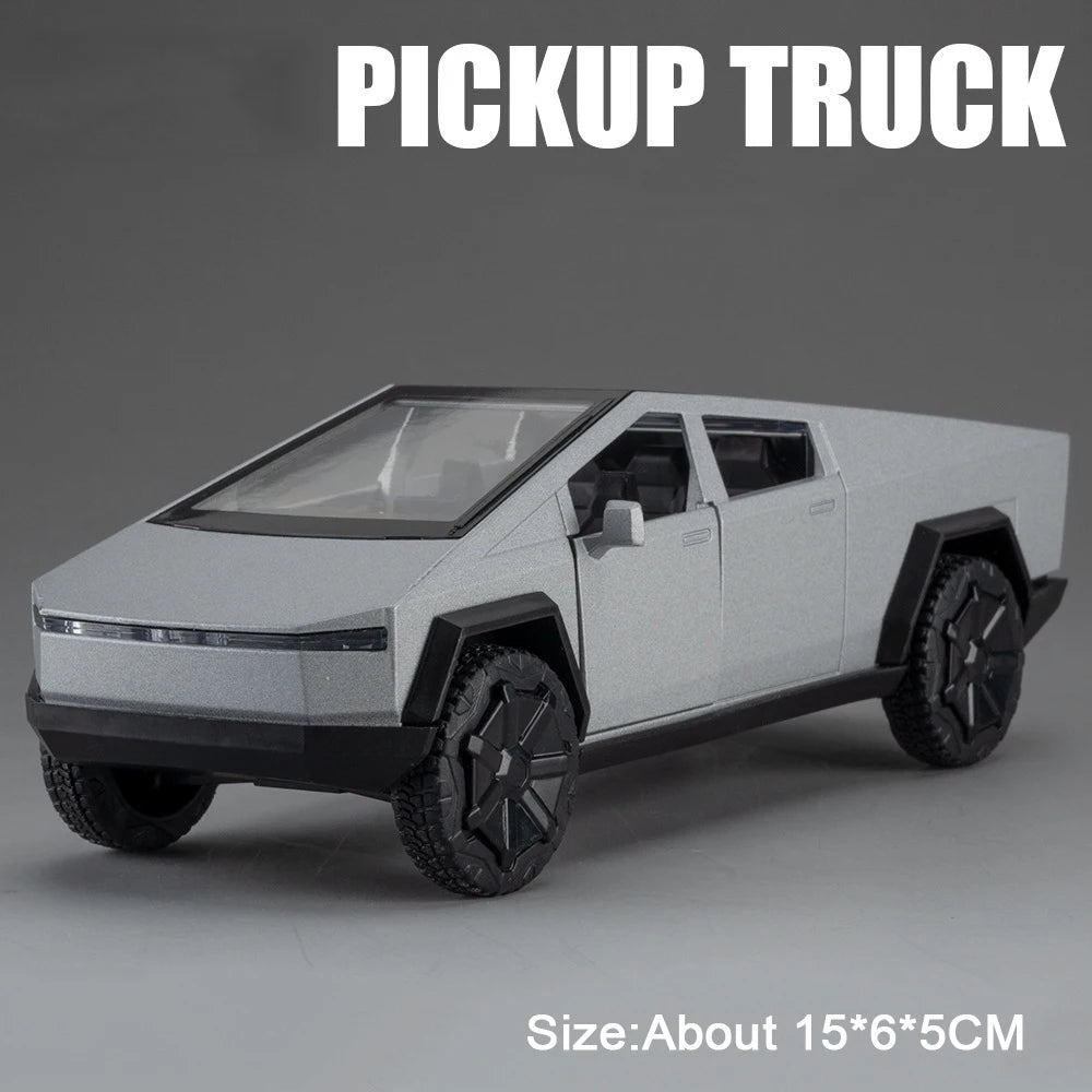 1: 32 Pickup Truck Alloy Diecast Police Car Model Toys Doors Opened Sound Light Pull Back Miniature Vehices Decorative Ornaments