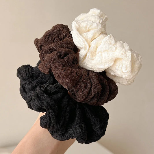 Simple Solid Color Large Intestine Hair Rope for Women Elegant High Ponytail Hair Rope Fashion Girl Meatball Head Scrunchie