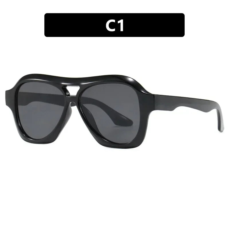 JNPCXI Fashion Oversized Double Bridges Pilot Sunglasses Women Retro Jelly Color Shades UV400 Men Trending Punk Sun Glasses