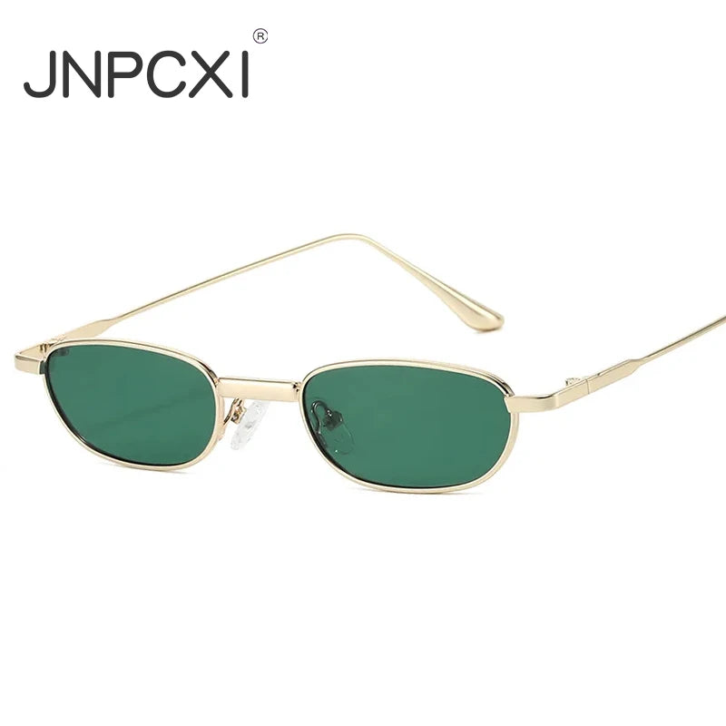 JNPCXI New Small Rectangle Women Polarized Sunglasses Fashion Clear Ocean Lens Shades UV400 Men Trending Metal Sun Glasses