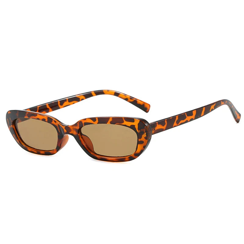 JNPCXI New Retro Small Rectangle Candy Color Sunglasses Women Fashion Trending Rivets Men Leopard Sun Glasses Shades UV400
