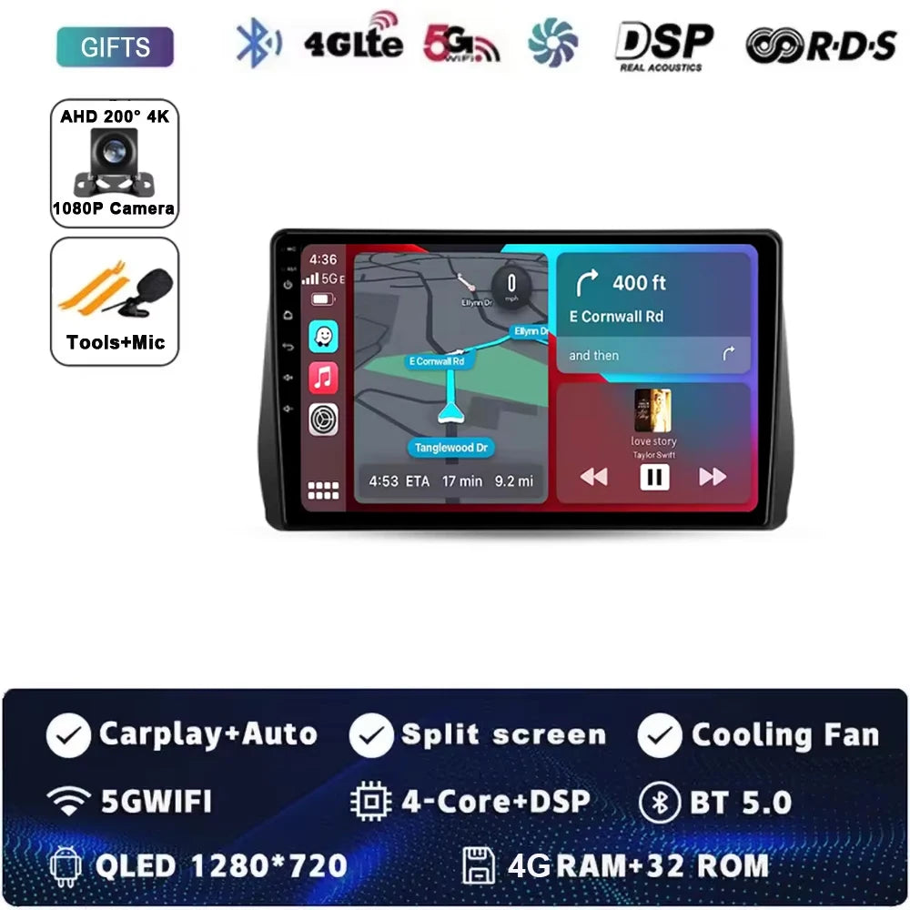For Toyota Wish 2 II XE20 2009 - 2017 Android 15 Car Radio GPS Navigation QLED Carplay Auto Multimedia Stereo Player BT RDS DSP