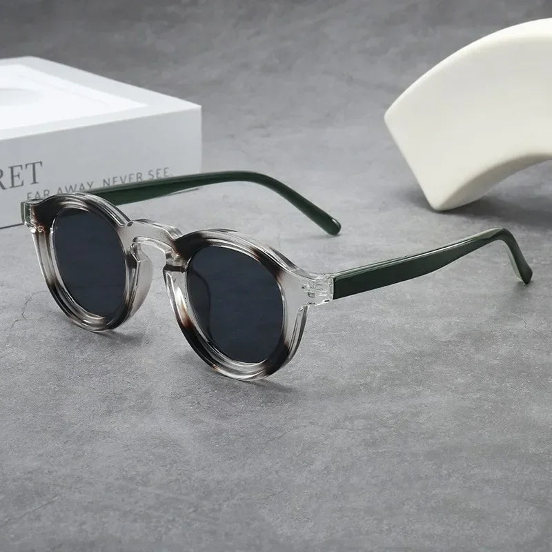 JNPCXI New Round Sunglasses Women Men Punk Shades Retro Trending Sun Glasses Clear Lens Frame UV400 Female