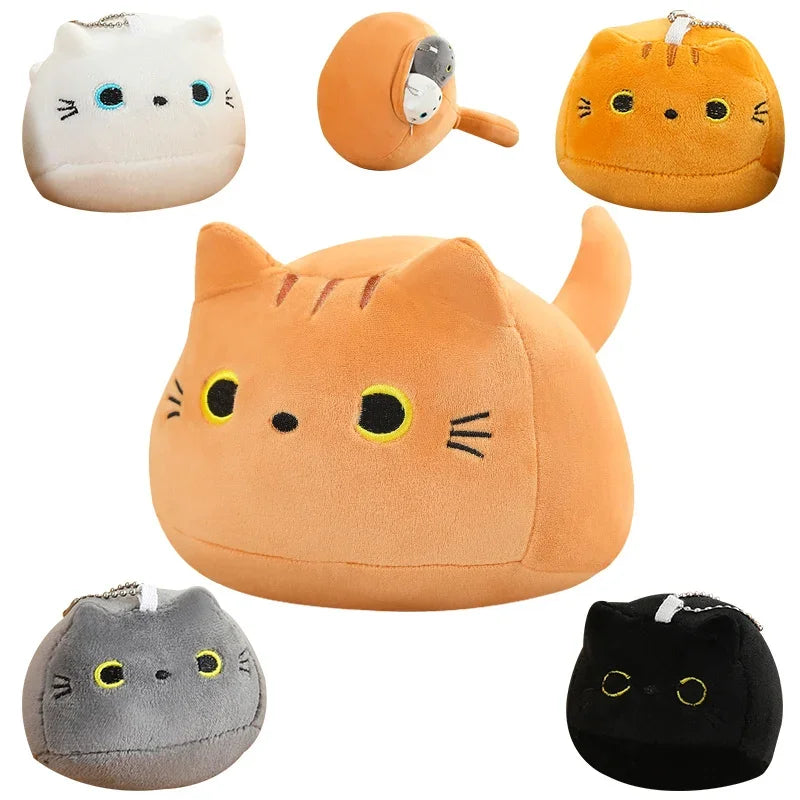 Kawaii Creative Oval Cat Plush Doll Four Baby Cat Pendants In A Big Mother Cat Body Combined Doll Super Soft Gift For Boys Girls
