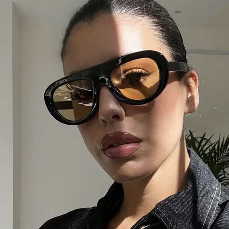 JNPCXI Vintage Pilot Women Sunglasses Fashion Black Orange Shades UV400 Men Trending Punk Sun Glasses