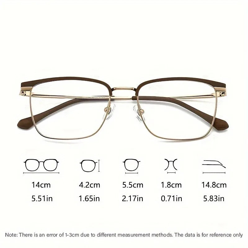 Light weight Half-Frame Round Clear Lens Glasses, Metal Frame Computer Spectacles for Women and Men