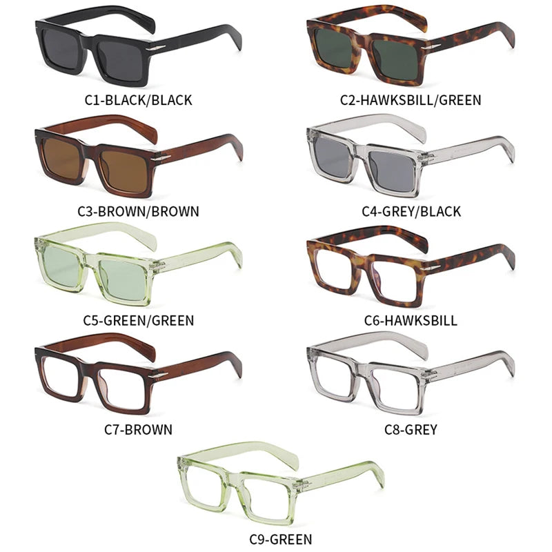 JNPCXI New Square Sunglasses Women Retro Rivets Shades UV400 Clear Lens Frame Sun Glasses