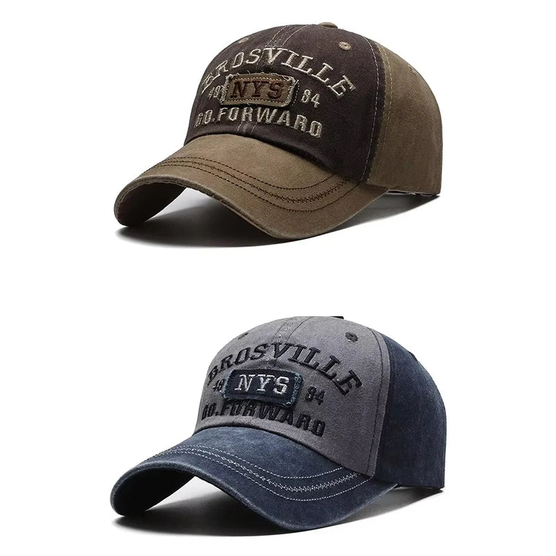 Four Seasons Town Men's Baseball Cap Casual Wash Embroidered Cap, Curved Sun Hat