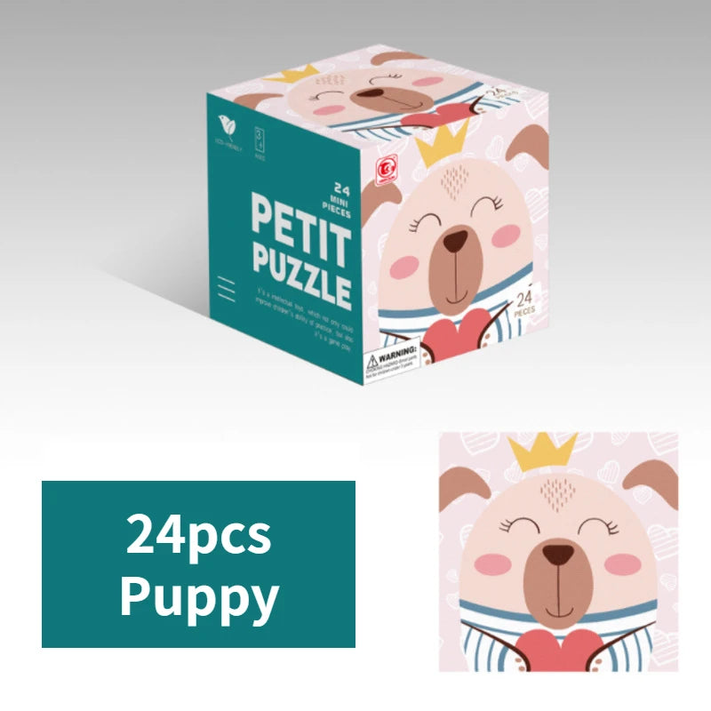 Mini 24 Pieces Kids Paper Puzzle Children Petit Puzzle Early Education Toys Intellectual Toy 3 Years Old English Packaging