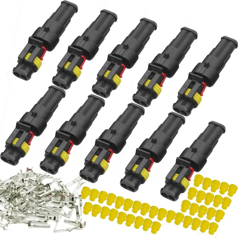1/2/3/4 pin connector kit, 10 Kit Car Auto Electrical Connectors Series Terminals Water Resisted for Car, Truck, Boat