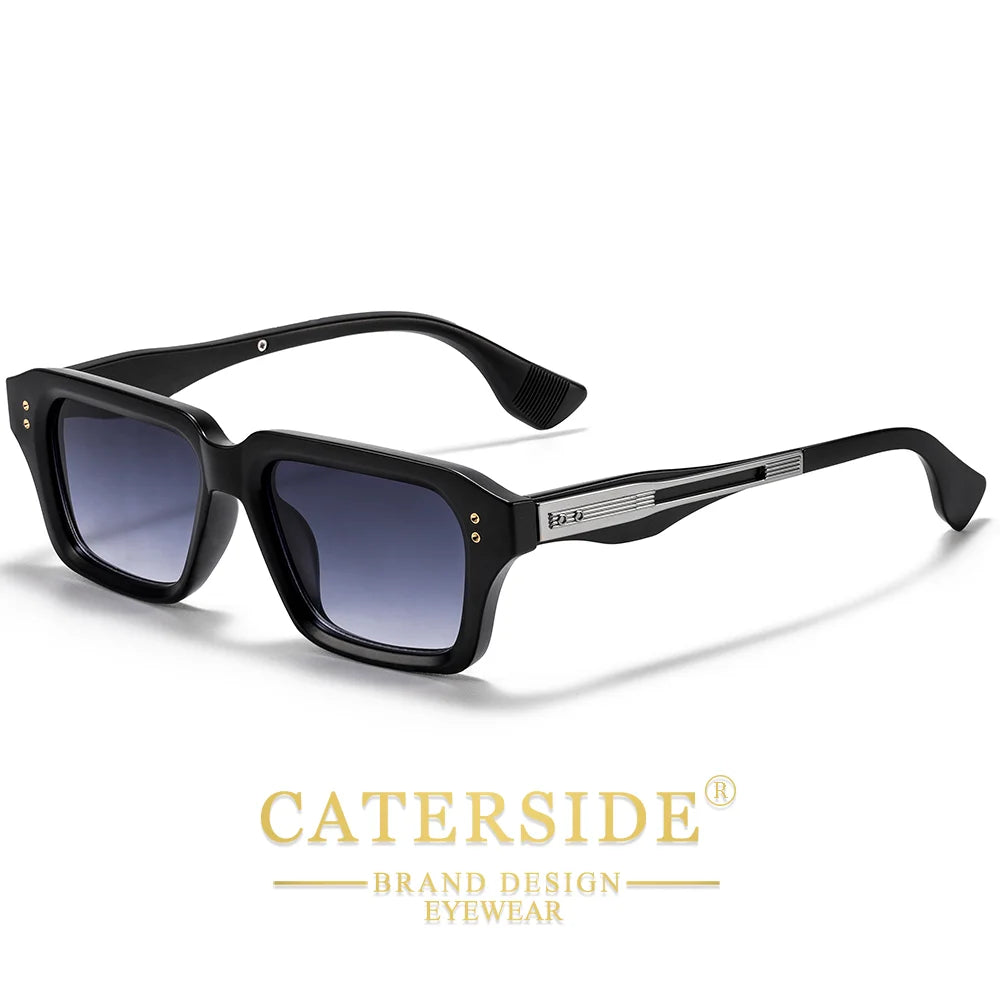 CATERSIDE New Men's Square Sunglasses Premium PC Frame with Metal Temple UV400 Women Retro Fashion Driving Decoration Eyewear