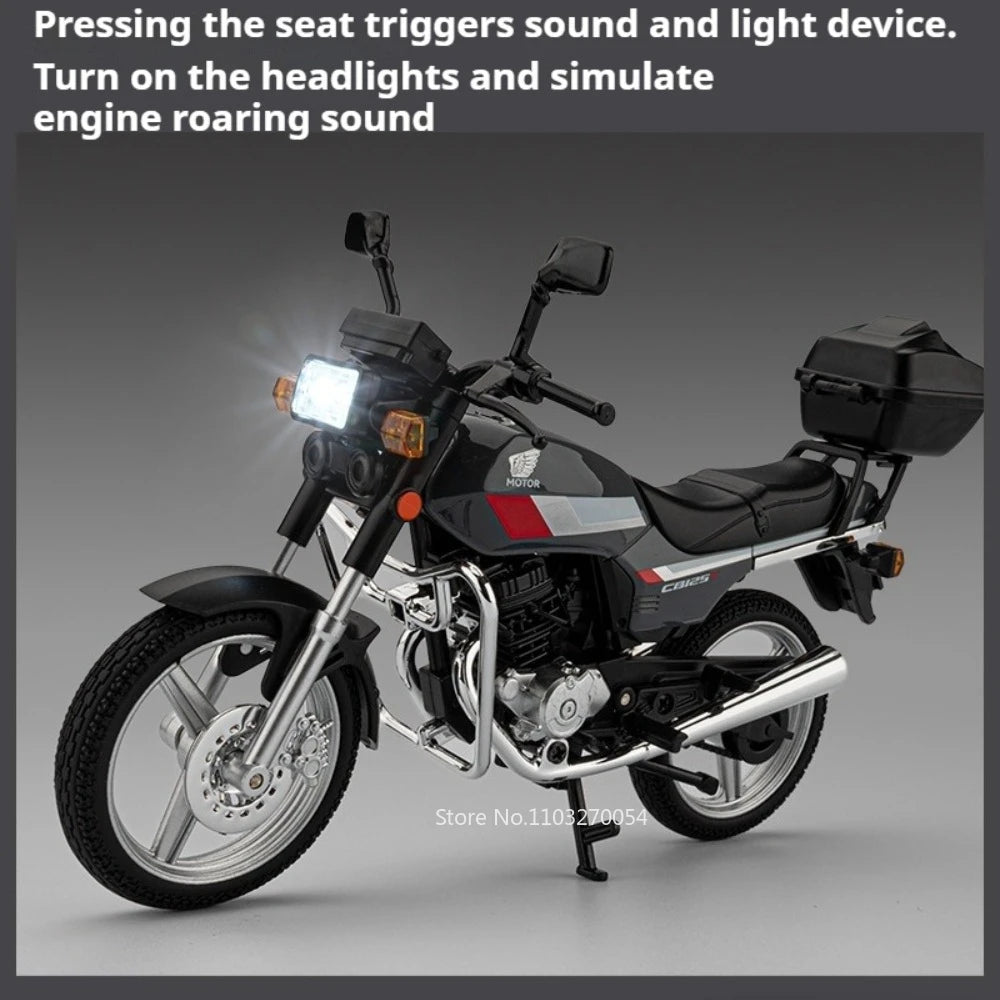1:12 Honda CB125T Suzuki GN125 Miniature Model Toys Car Alloy Diecast Motorcycle Front Wheel Steering Sound Light Cars Boy Gifts