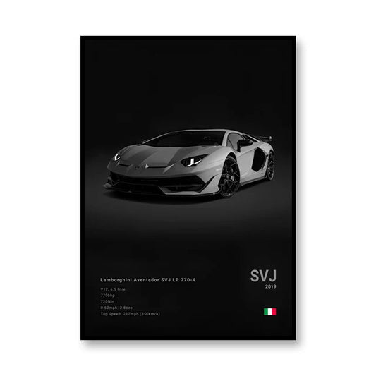 SVJ Lamborghini 770-4 Print Famous Brand Cars Canvas Wall Art Poster Room Decor
