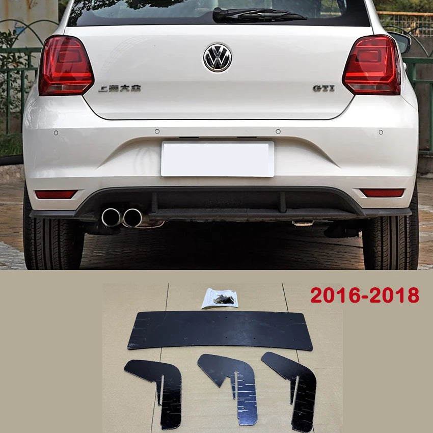 For VW Polo MK5 GTI 6R 6C Two/Four Door Facelift 2010-2018 Car Rear Bumper Diffuser Spoiler Splitter Body Kit Tuning Black