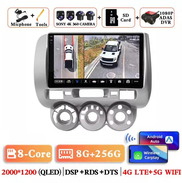 Android 15 Car Radio for Honda Fit Jazz 2002 - 2007 Car Radio Multimedia Navigation Android Auto Autoradio CarPlay DSP Stereo