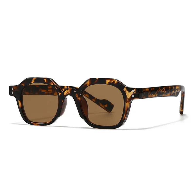 JNPCXI New Fashion Square Women Sunglasses Shades UV400 Fashion Green Gradient Men Punk Rivets Sun Glasses