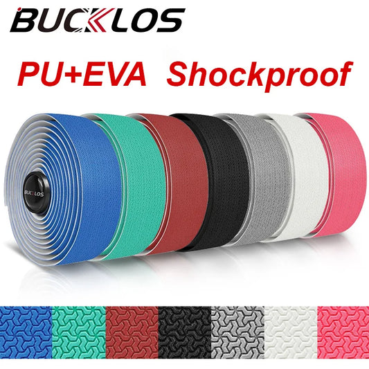 BUCKLOS Anti-slip Road Bike Handlebar Tape Shock Absorption Bicycle Bar Tape PU EVA Handle Wrap with End Plug Cycling Parts