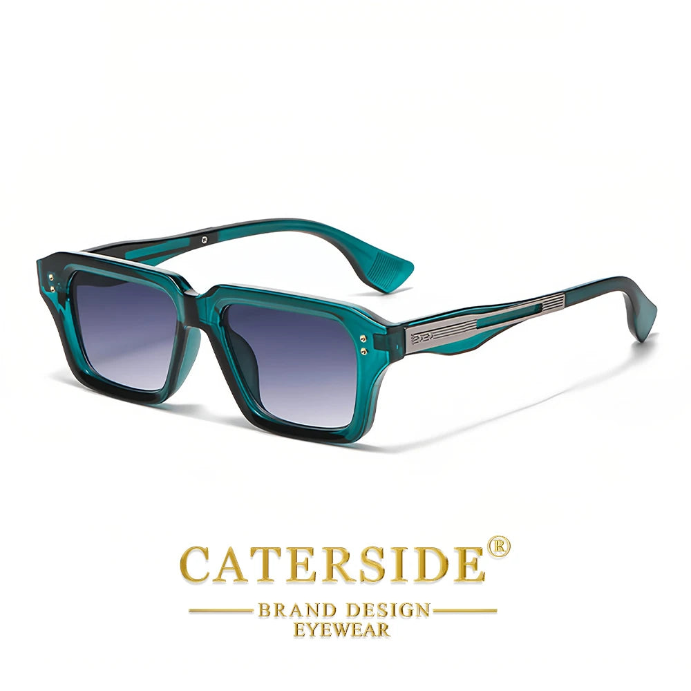 CATERSIDE New Men's Square Sunglasses Premium PC Frame with Metal Temple UV400 Women Retro Fashion Driving Decoration Eyewear