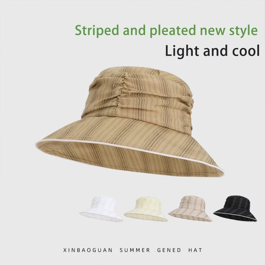 6145-New summer women's pleated sun-protective hat - versatile wide-brimmedfishermanhatfor outdoor activities,makingyourfacelook