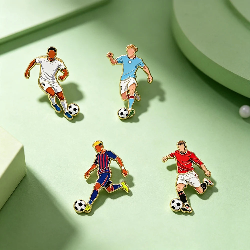4/8 PCS 7th Football Player Enamel Brooch Goalkeeper Creative Design Sport Metal Badge Clothe Punk Lapel Pin Jewelry Friend Gift