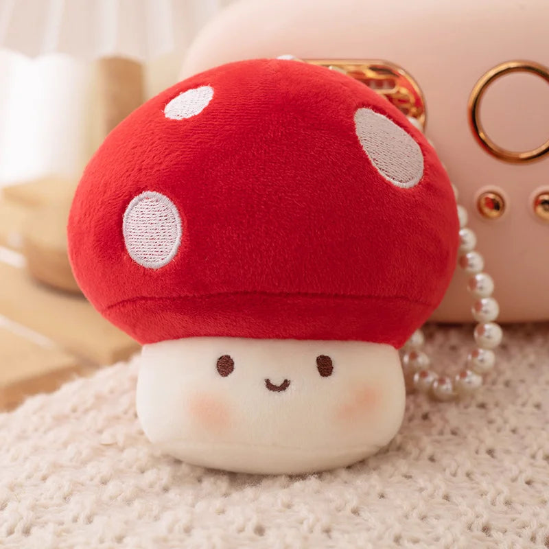 10CM Cute Small Mushroom Plush Toy Creative Stuffed Pendant Doll Red Mushroom Keychain For Kids Girls Holiday Gifts
